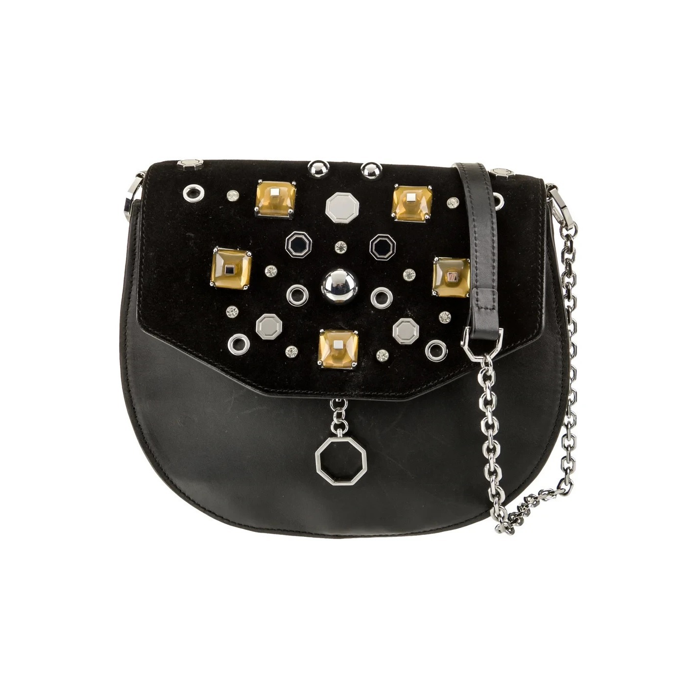 Louise Et Cie Crossbody Bag Women Small Black Leather Suede Embellished Studded